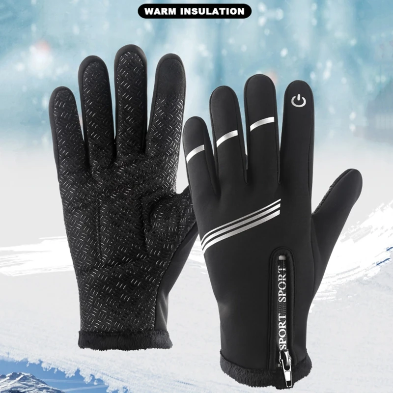 

for Touch Screen Windproof Warm Non-Slip Mountain Full Finger Thermal Mittens Winter Cycling Gloves for Men Wome