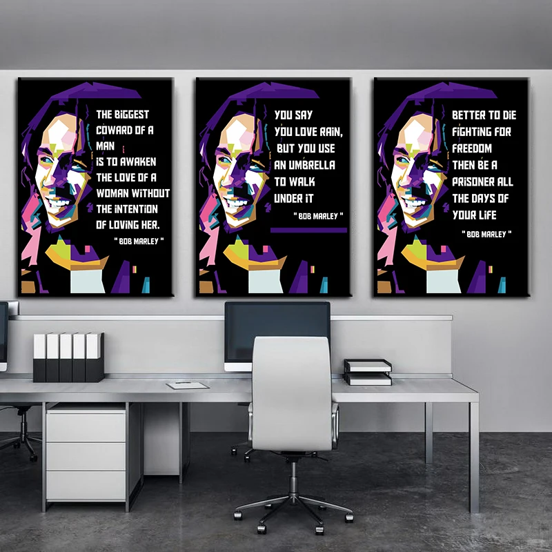 Pop Music Singer Bob Marley портретный плакат Tupac мотивационные цитаты Печать на холсте