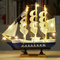 with led light caribbean black pearl corsair sailboats wooden sailboat model home decoration accessories for living room