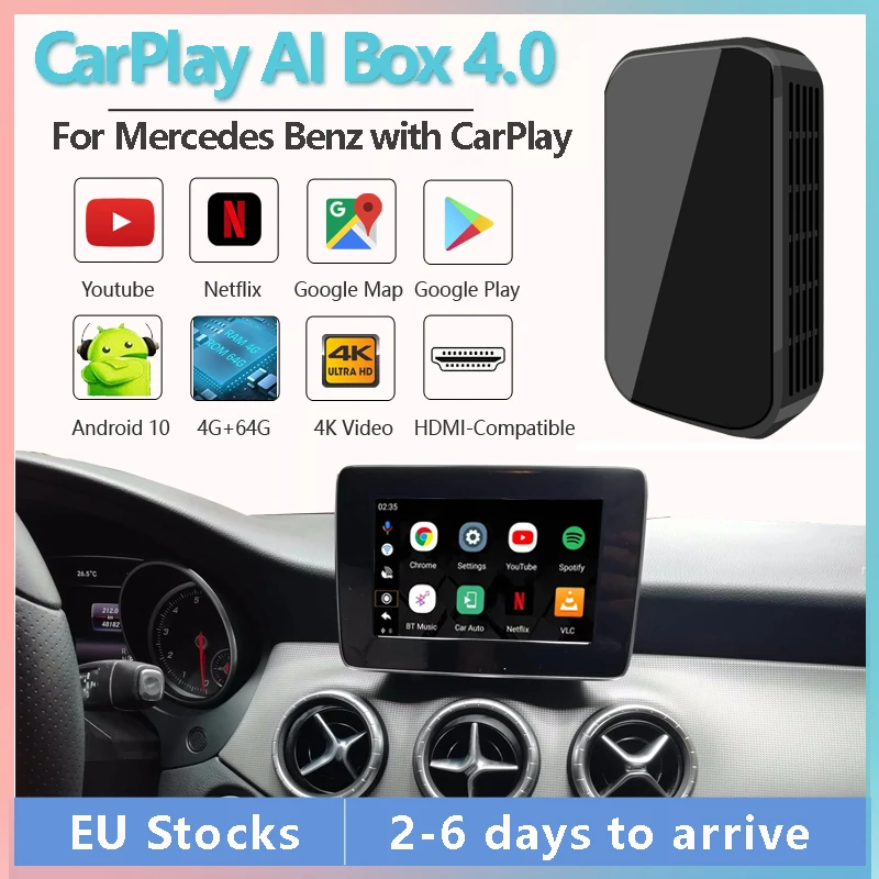 Android 10 CarPlay AI Box Автомобильный мультимедийный плеер S21 4 Гб + 64 Apple Carplay Автомобильная
