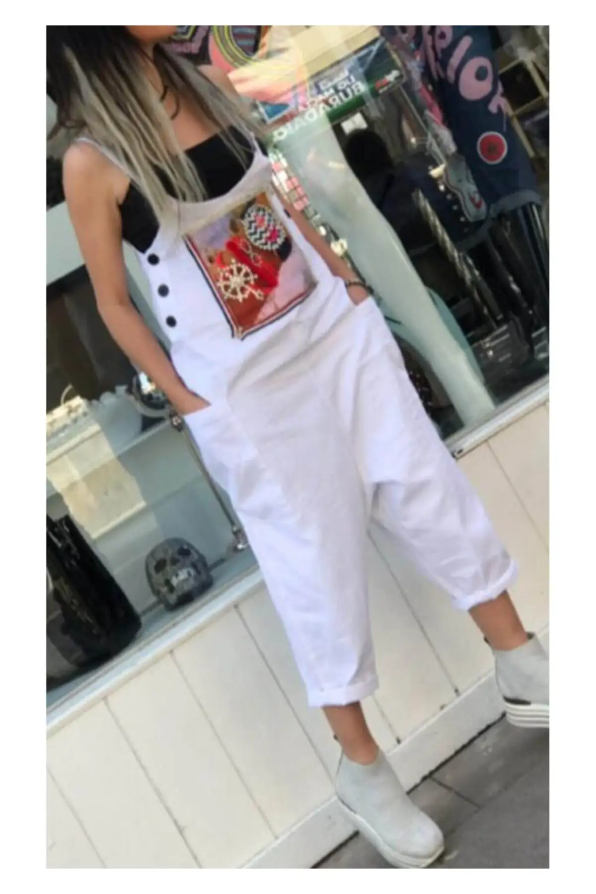 

Женский комбинезон, белый Повседневный Свободный комбинезон без рукавов, мешковатые брюки, комбинезон, брюки, комбинезон, комбинезон