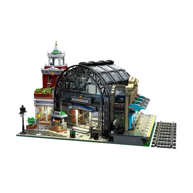 

Модульная городская станция, приемная станция, холл, совместим с 89154 MOC Street Building Series, игрушки для мальчиков, блоки на день рождения Gfits