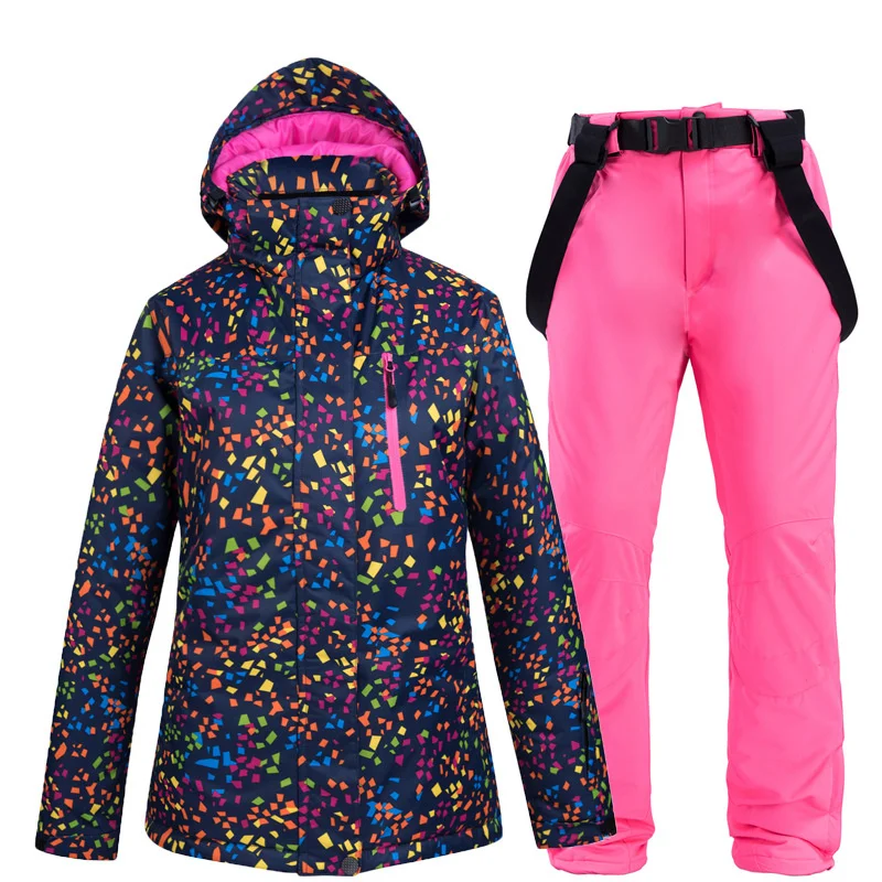 New Women's Ski Jackets and Pants Set Windproof Waterproof Snowsuit Winter Warm Ski suits Snowboarding Clothing Skiing Costume