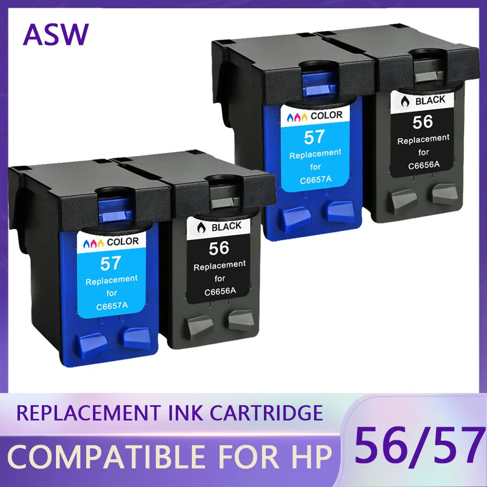 ASW ompatible For HP 56 HP56 57 XL Ink Cartridge For HP56 C6656a Deskjet 450 F4180 5150 450CI 5550 5650 7760 9650 1315 Printer