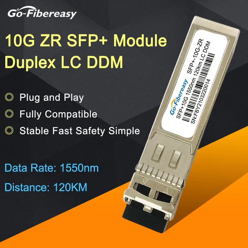 

10Gb 120km SFP Transceiver Module 10GBASE-ZR 1550nm LC DDM Mini GBIC Fiber Optical Module For SFP-10G-ZR Cisco/Juniper/Extreme