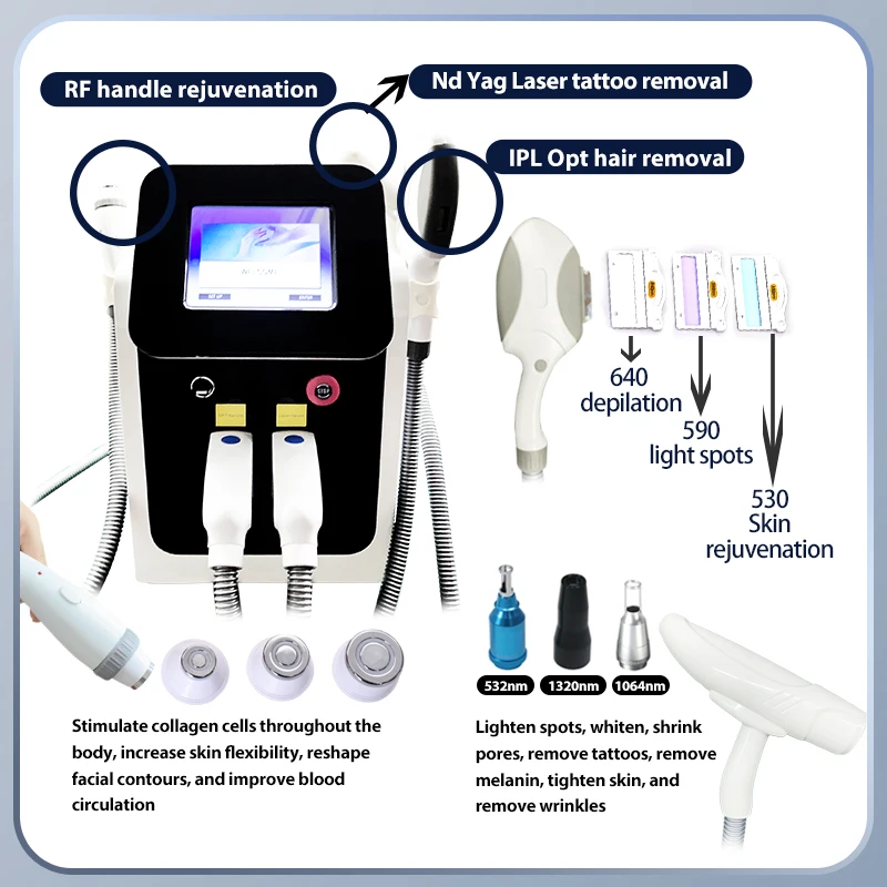 

Professional 3 in 1 IPL OPT RF Hair Removal Machine Picosecond Laser Tattoo Removal RF Skin Rejuvenation Salon Beauty Epilator