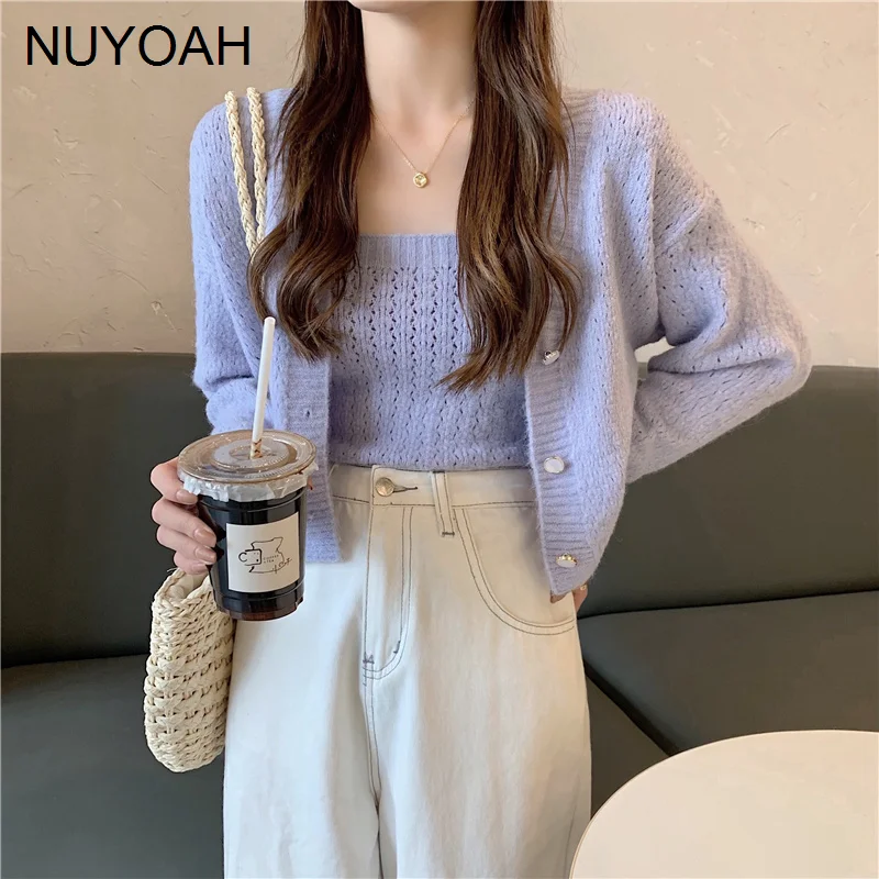 

Женский кардиган с V-образным вырезом и длинными рукавами