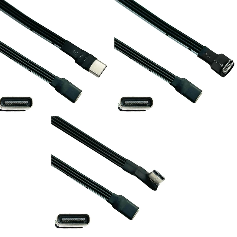 Удлинительный кабель USB C папа — мама 90 градусов ленточный плоский 18 Вт зарядка