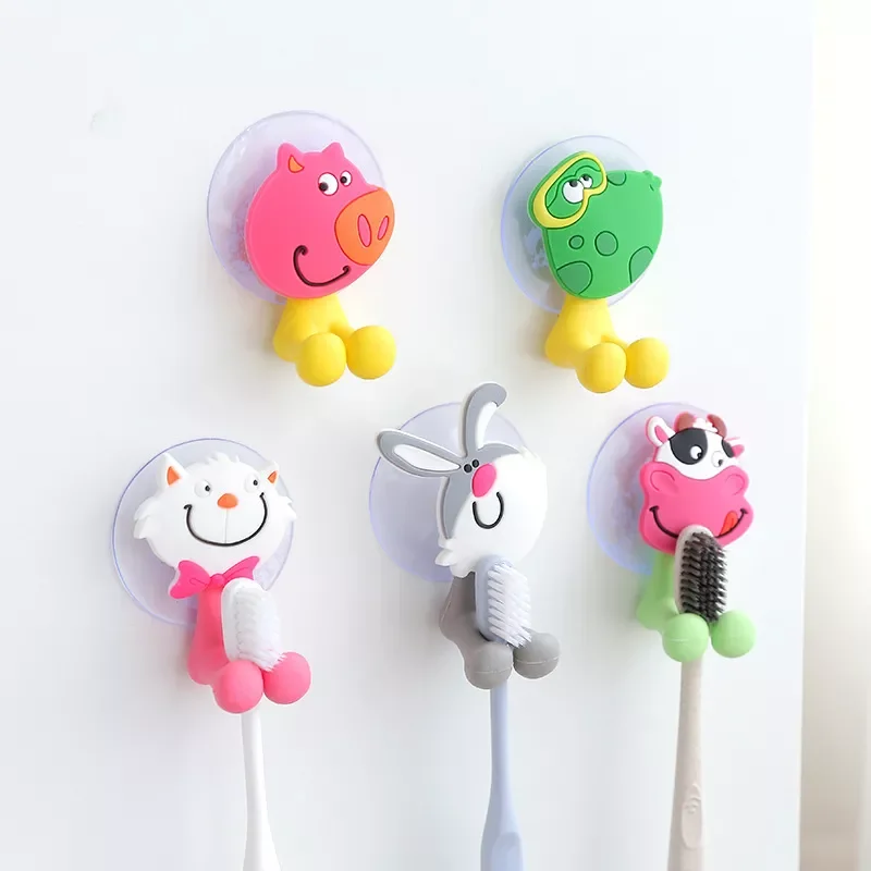 

NEW2023 Cartoon Sucker Toothbrush Holder Suction Hooks Bathroom Accessories Tooth Brush Holder Wall Suction Kids Adult Toothbrus