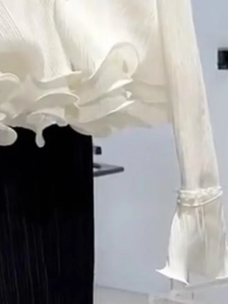 Новая корейская женская рубашка с рюшами темпераментные женские топы v-образным