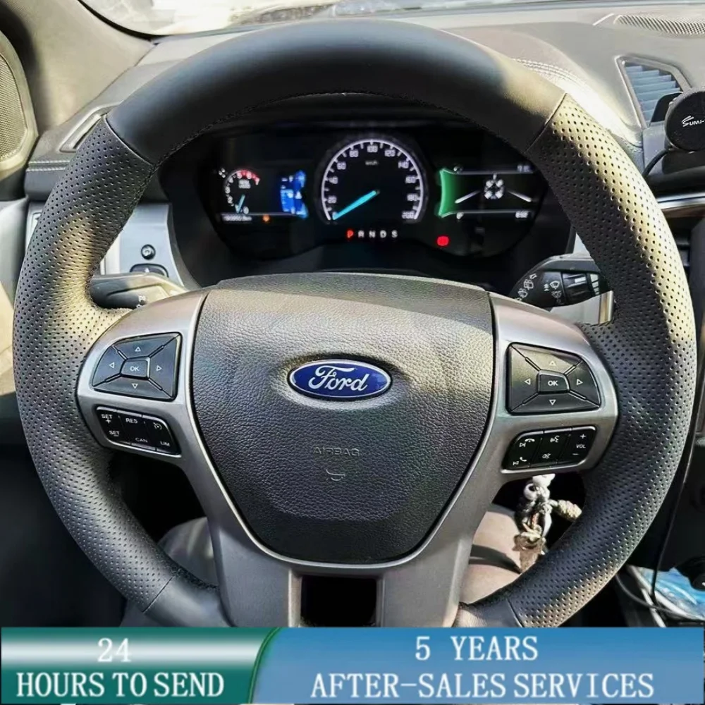 

Индивидуальный чехол с оплеткой на руль автомобиля, ручное шитье из микрофибры для Ford Ranger 2016 2017-2019 Everest 2016-2019