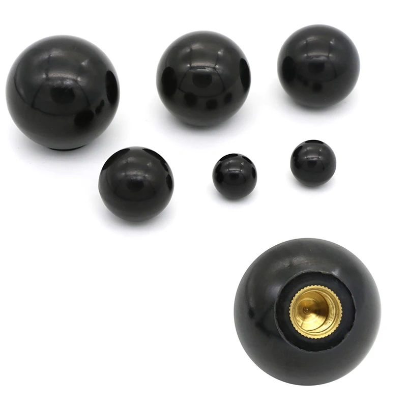 

1PCS Thread Black Plastic Clamping Copper Core Knob Ball Shaped Head Clamping Nuts Knob M4/M5/M6/M8/M10