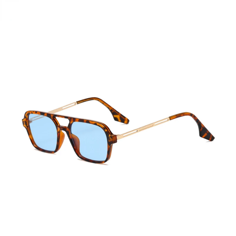

Retro Double Bridge Sunglasses Steam Punk Gradient Eyewear Trending Hollow Leopard Blue Sun Glasses Men Women Shades gafas