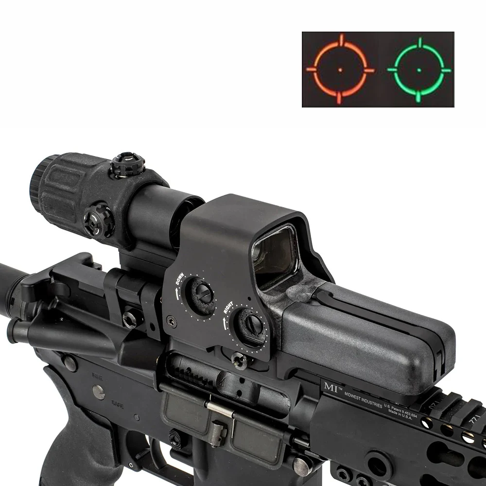 Tactical 518+G33 Red Green Dot Sight Holographic Hunting Optical Rifle Scope with G33 3X Magnifier Scope Combo 20MM Rail Mount