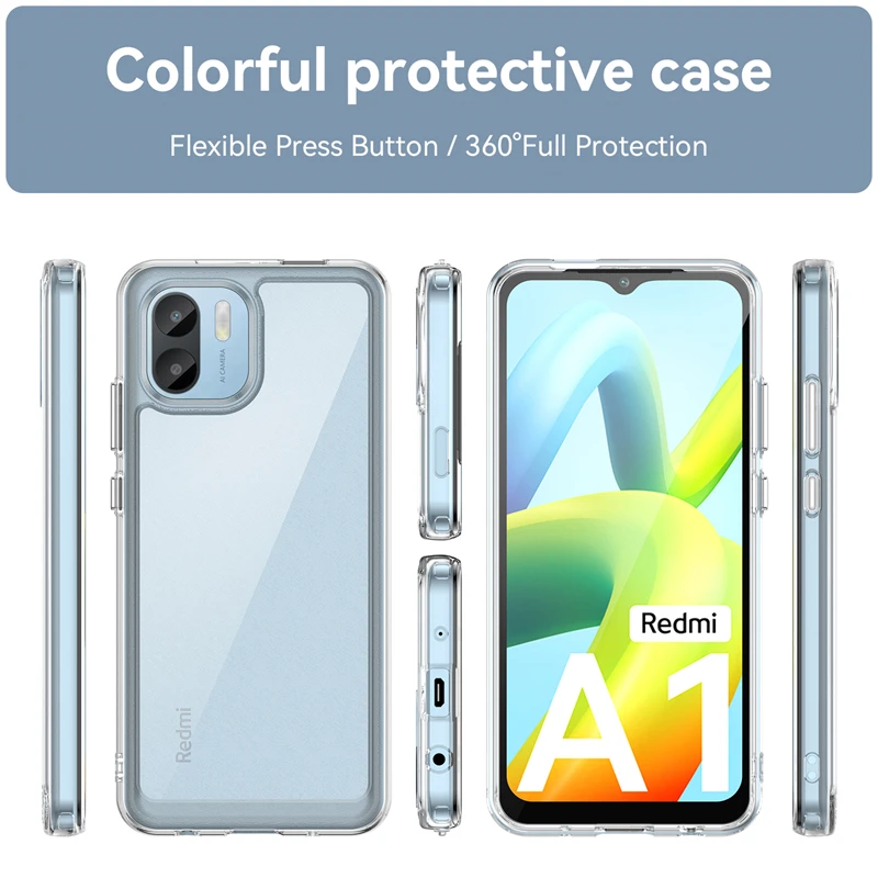 For Redmi A2 Case Cover Xiaomi Redmi A2 Capas New Shockproof Bumper Hard Clear Transparent Colour For Fundas Redmi A2 A1 Cover