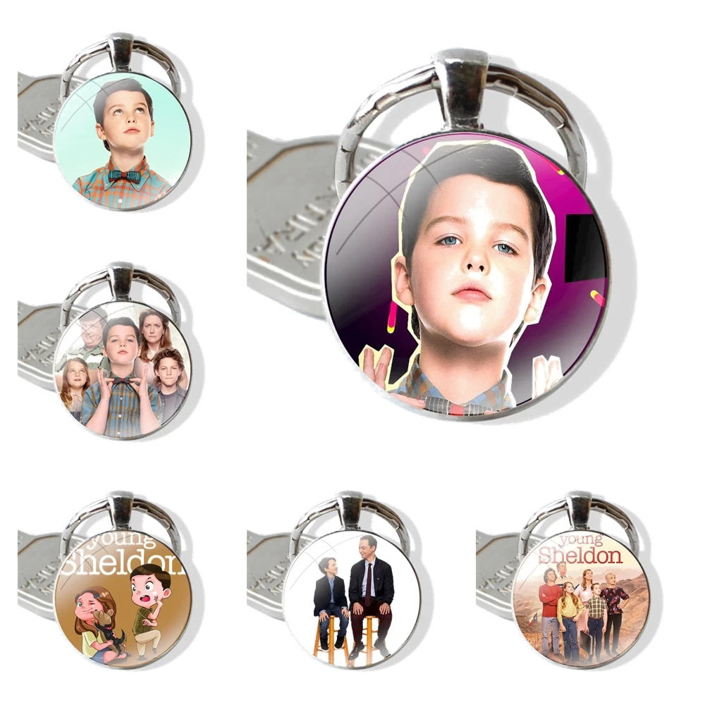 

Американская ТВ серия, молодой Шелдон, стеклянный кабошон, брелок, подвеска, автомобильные брелки ручной работы, модный дизайн, креативный мультяшный