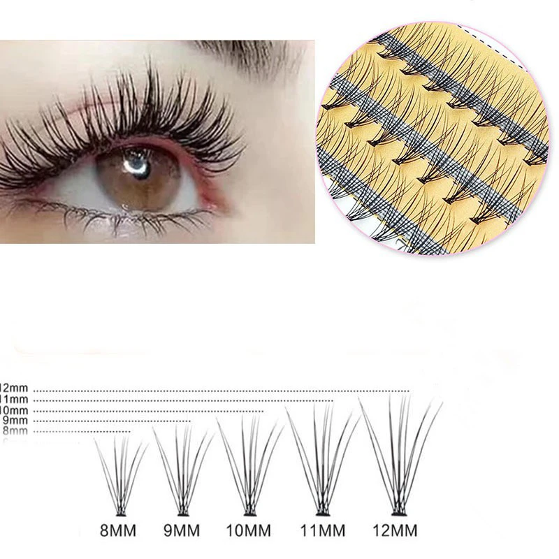 

1Set New A Shape Premade Volume False Eyelashes Extension Natural Cluster Long Lasting Easy to apply DIY Eye Makeup Tools