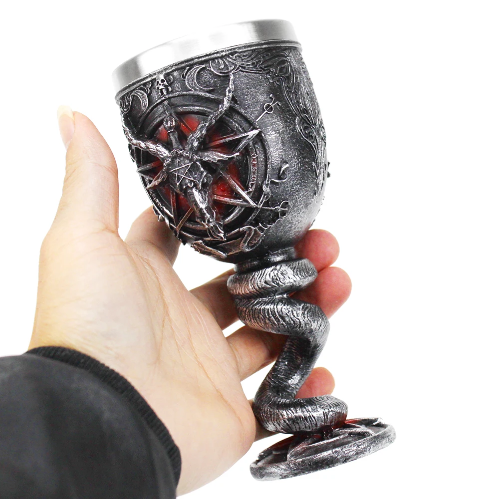 600ml 200ml Baphomet Pentagram Horn Goblet Wine Glass Gothic Wicca Pagan Mystical Coffee Beer Mugs Tankard Mystic Wicca Fan Gift