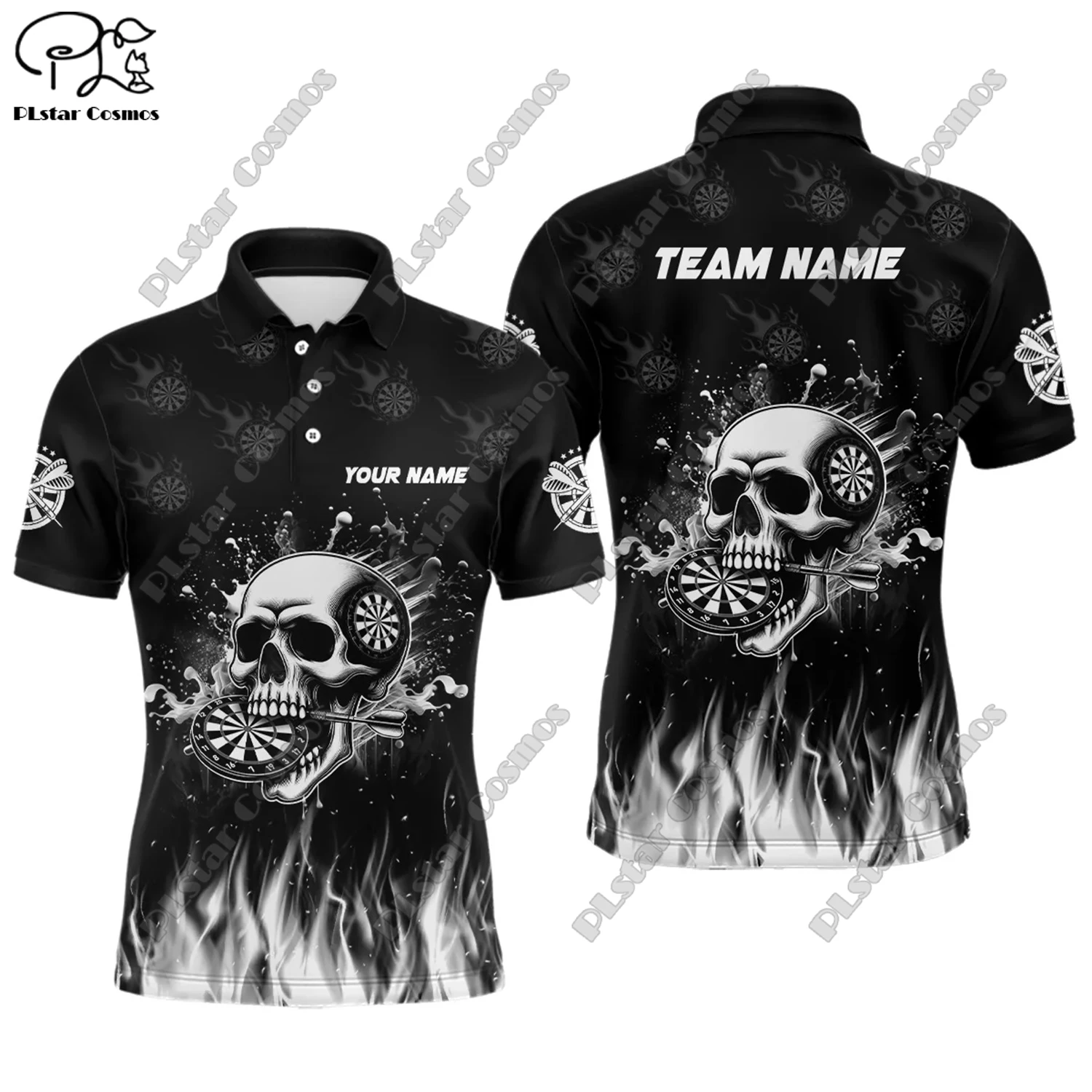 Футболка-поло с 3D-принтом пламени универсальная для отдыха спорта