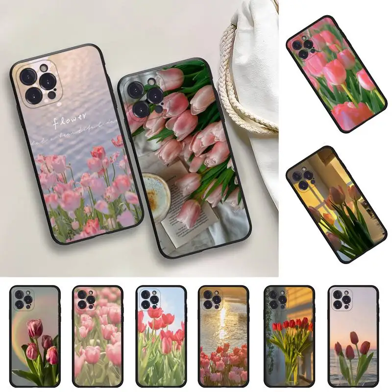 

Tulip flower Phone Case For iPhone 14 11 12 13 Mini Pro Max 8 7 6 6S Plus X SE 2020 XR XS Funda Case