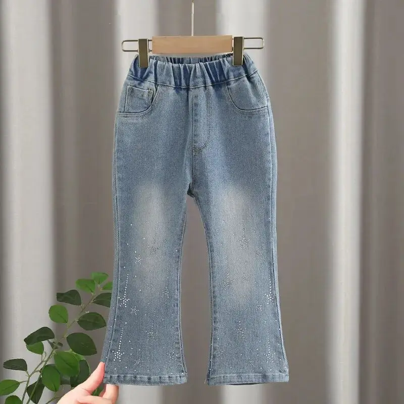 Джинсы для маленьких девочек на весну/лето Детские повседневные эластичные
