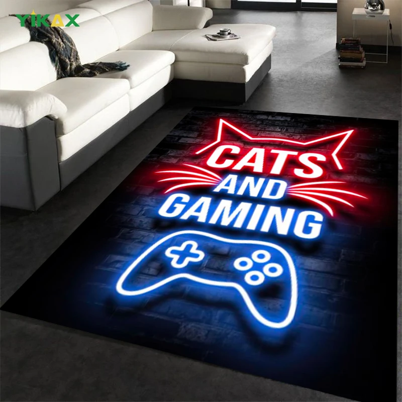 

Game Player Living Room Rug Large Carpet Mat Funny Quotes Bathroom Kitchen Anti-Slip Flannel Gaming Zone Home Bedroom Decoration
