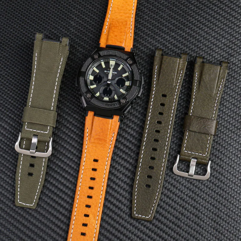Кожаный ремешок для часов Casio GST-B100 410 W100 S110 S100 W300 210, ремешок для часов Hagane No Boukenshin, 26 мм, нейлоновый браслет для наручных часов