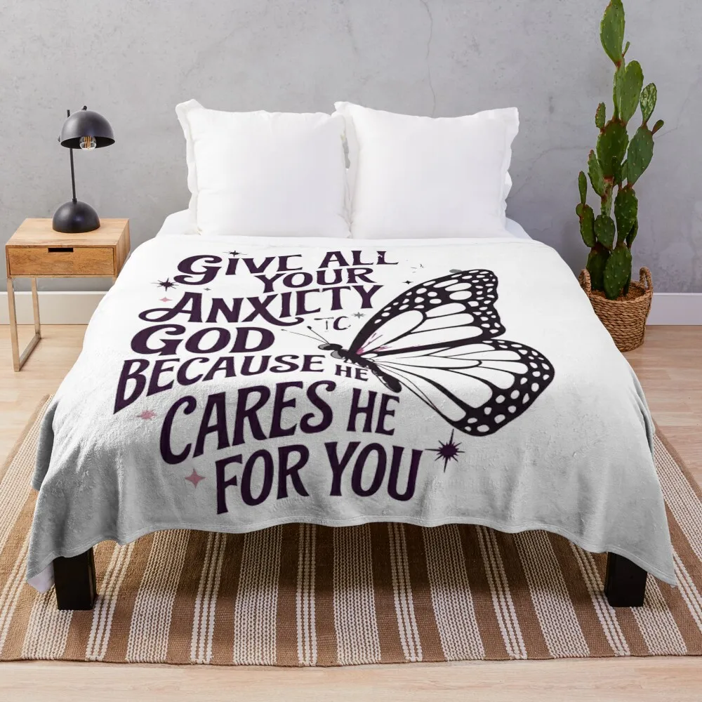 Дайте все твоя тревога Бога потому что он заботится для вас. Христианская Библия