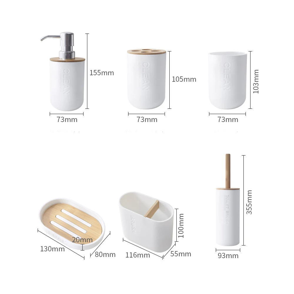 simple household bathroom supply bamboo soap dish soap dispenser toothbrush holder soap holder 5pcsset bathroom accessories set free global shipping