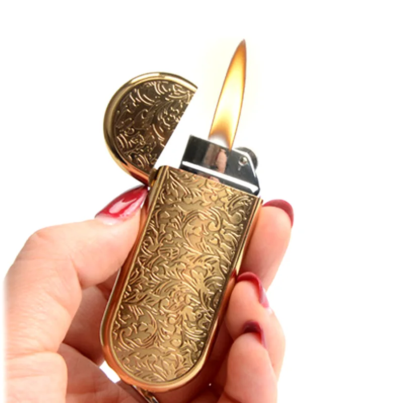 

Mini Thin Butane gas Lighter Metal Grinding Wheel Gasoline Flint Lighters Compact Jet Torch Lighter Gadgets For Somker