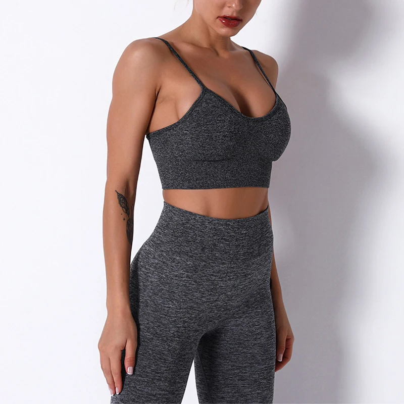 

Seamless Fitness Suit Women Gym Yoga Sportswear Shockproof Push Up Bra High Waist Leggings Workout Athletic Running Femme Set