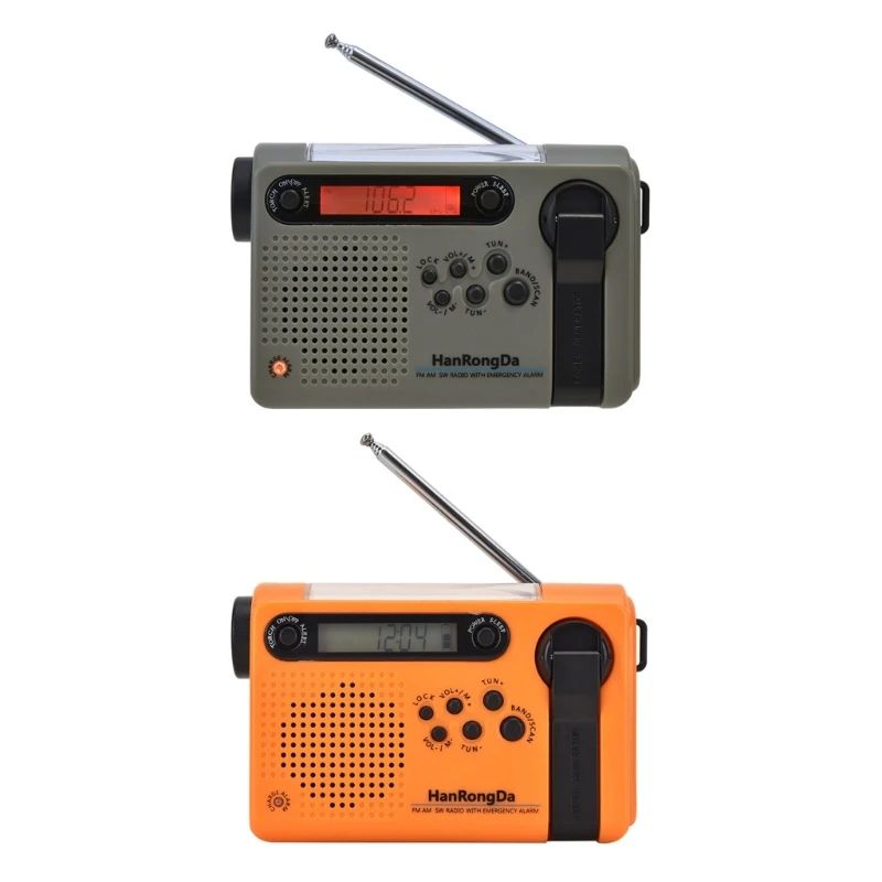 

Emergency Hand Crank Solar Radio Waterproof AM/FM/SW Portable Weather Radio,2000mAh Rechargeable with Flashlight