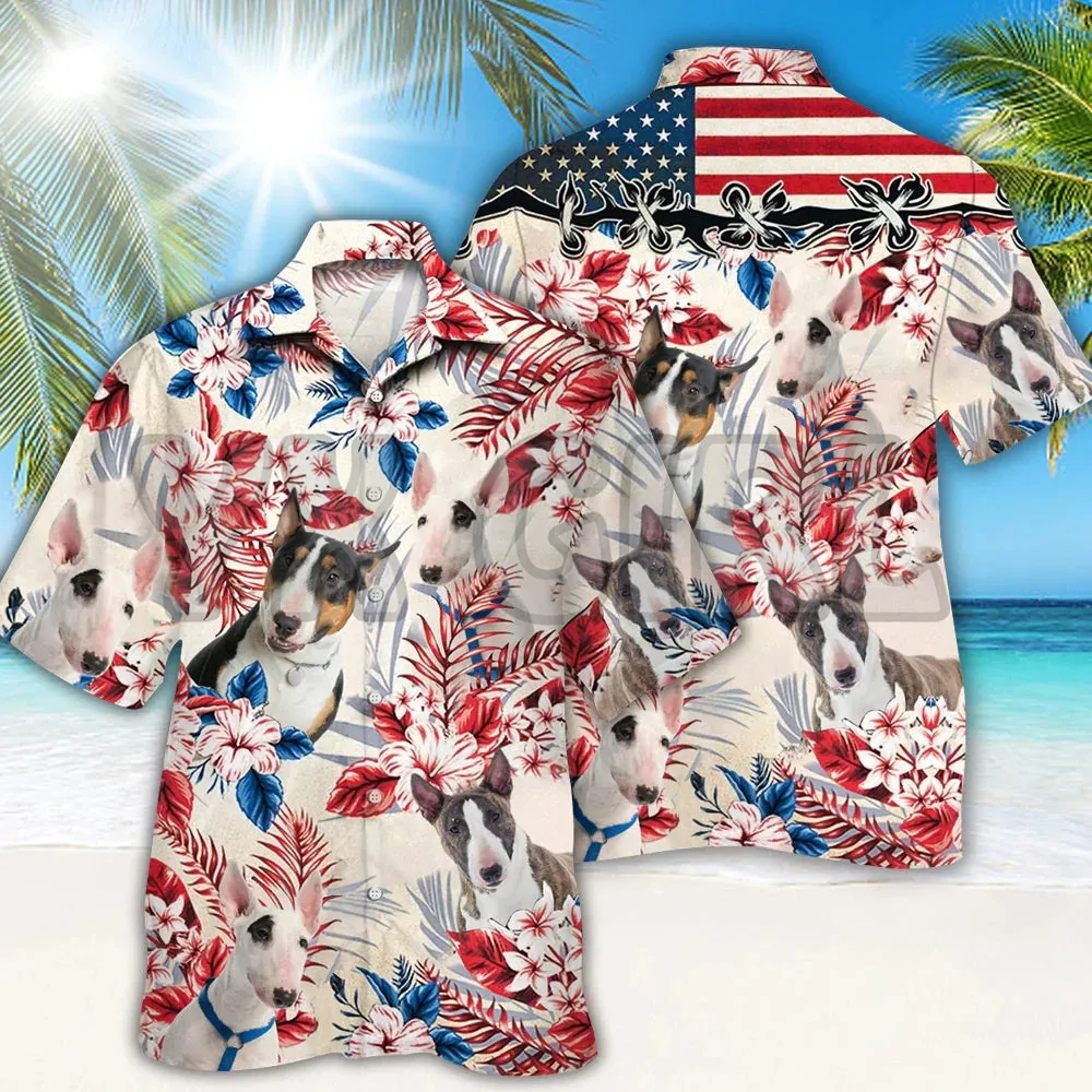 Bull Terrier Hawaiian Shirt 3D All Over Printed Hawaiian Shirt Men's For Women's Harajuku Casual Shirt Unisex