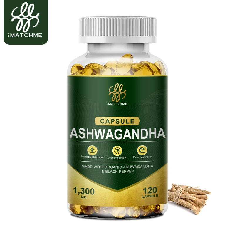 

iMATCHME Ashwagandha Capsules Antioxidant Relieves Stress Sleep Better Enhances Immunity Support Libido Enhance Physical Fitness