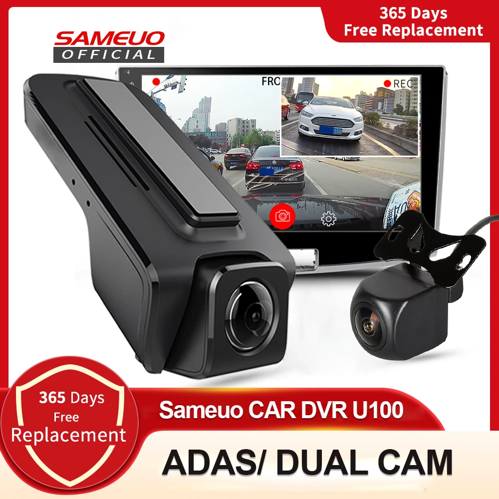 

SAMEUO U100 Dash cam Front and rear ADAS 1080P 720P USB Car DVR Android Camera Video recorder night vision for Car navigation