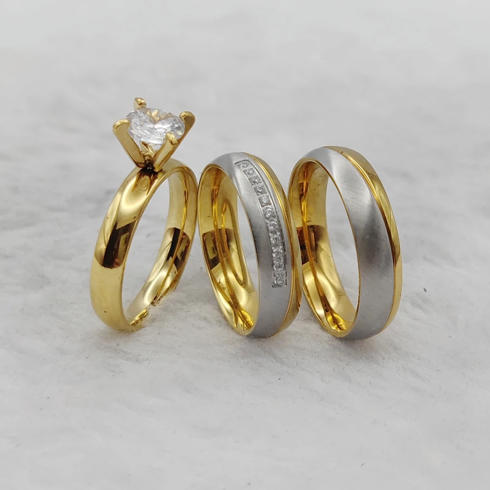 Нержавеющая сталь 316L свадебные обручальные кольца с цирконом на день Святого