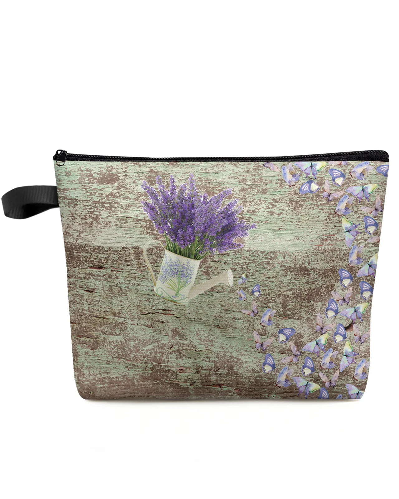 

Watering Can Purple Flower Butterfly Custom Travel Cosmetic Bag Portable Makeup Storage Pouch Women Waterproof Pencil Case