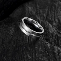 2022 european and american simple fashion new jewelry wholesale standard us size 6mm wide middle groove stainless steel ring