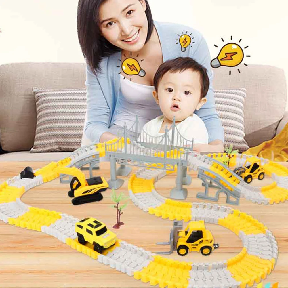 

DIY Строительство гоночных треков инженерные подарки пластиковые гибкие треки интерактивные игрушки собранные гоночные треки наборы для де...