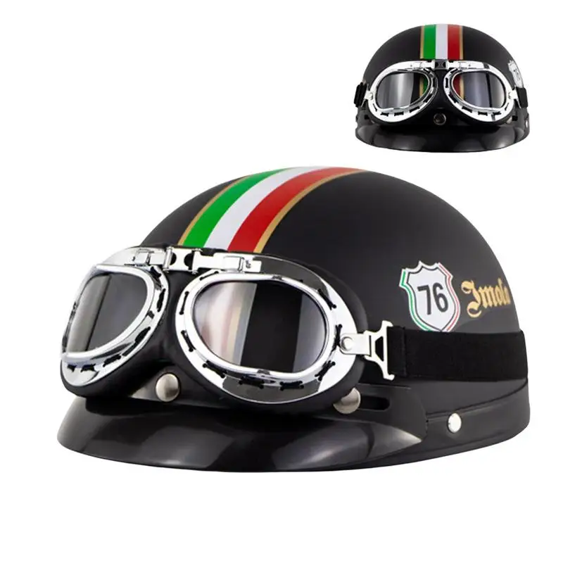 

Half Motorcycle Helmet Open Face Electric Bicycle Casque Goggles Visor For Scooter Cycling Touring Vintage Helmet