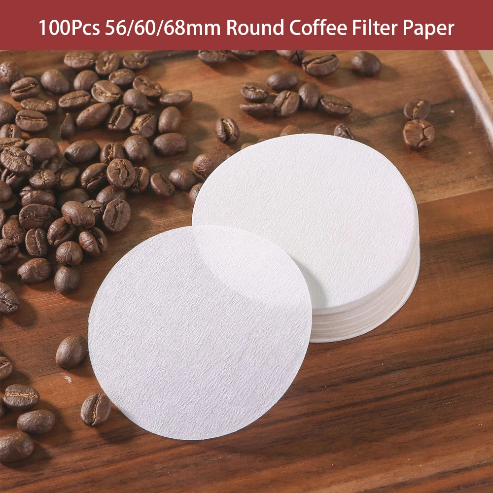 

100Pcs Round Coffee Filter Paper 56mm 60mm 68mm For Espresso Coffee Maker V60 Dripper Coffee Filters Tools Moka Pot Paper Filter