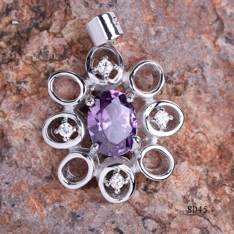 

ANGLANG Romantic Female PURPLE Crystal Wedding Necklaces Cubic Zirconia Anniversary Gift Pendant Necklaces Fashion Jewelry