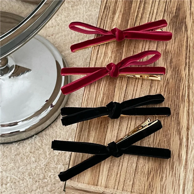 

Fashion New Fall Winter Velvet Bow Hair Clip Girl Heart Lovely Side Bangs Clip Duck Mouth Clip Hair Accessories