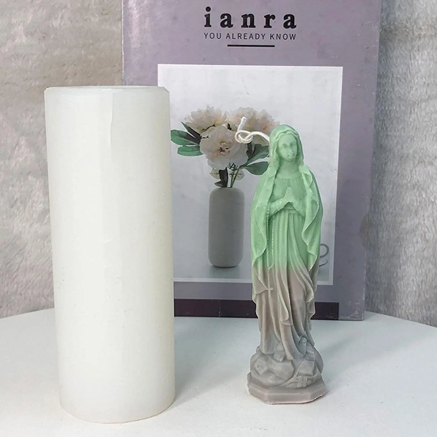 

3D Goddess Sculpture Virgin Mary Candle Mould DIY Art Candle Craft Making Molds Virgin Mary Aromatherapy Gypsum Wax Mold
