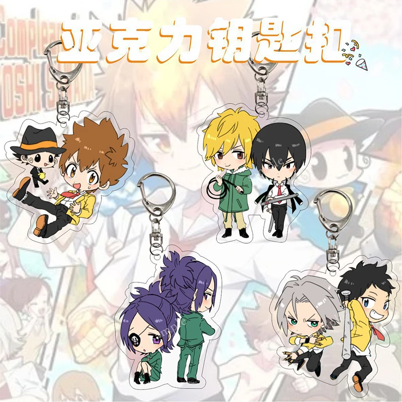 

Anime Katekyo Hitman Reborn Acrylic Keychains Pendant Holder Sawada Tsunayoshi Gokudera Hayato Q Cartoon Keyrings Otaku Jewelry