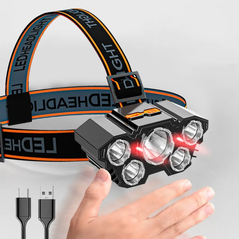 

Портативный фонарь с датчиком движения, лм, 5 светодиодов, 1200 мА, USB светильник 3 режима