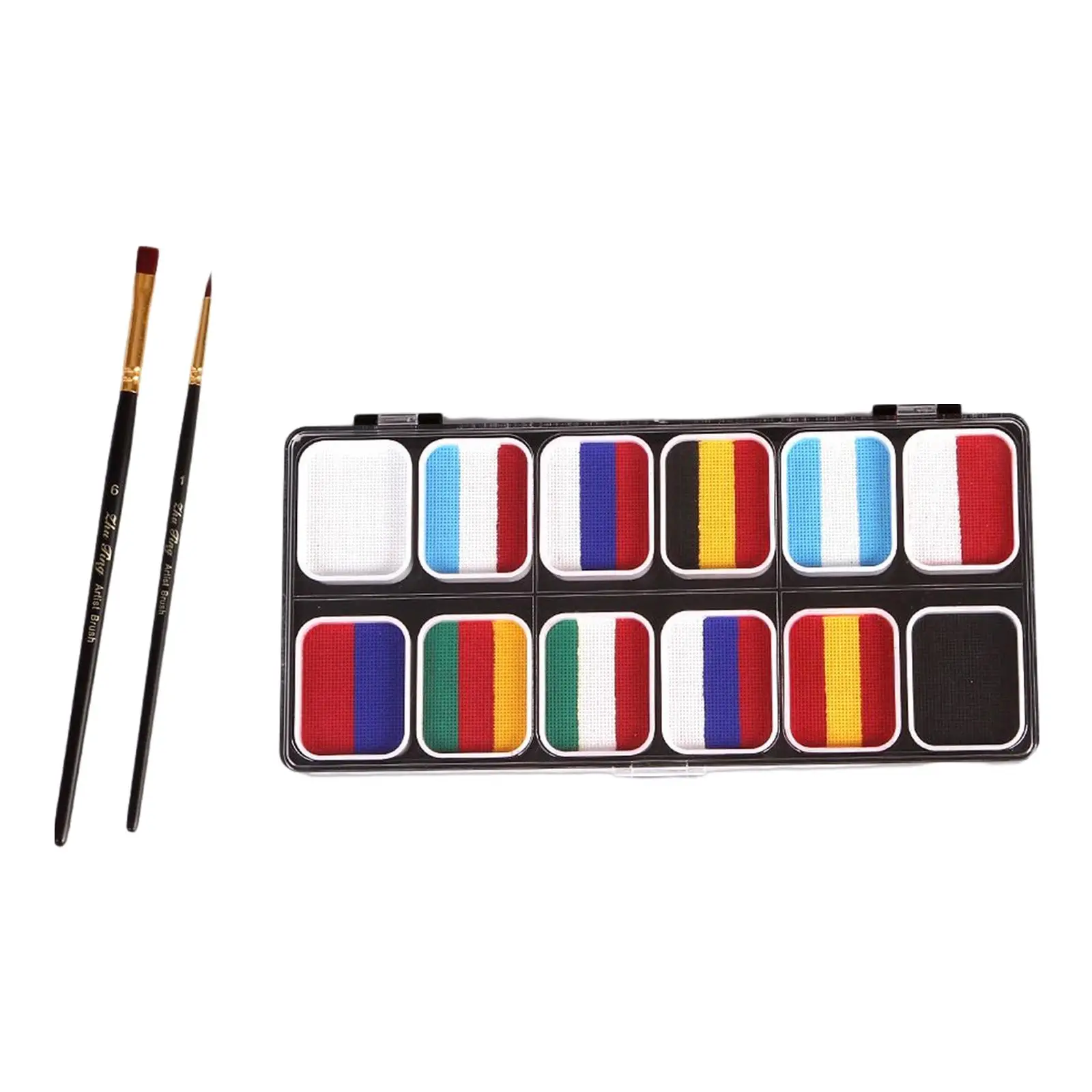 12 ячеек палитра краски для лица и тела краска с 2 кистями профессиональная