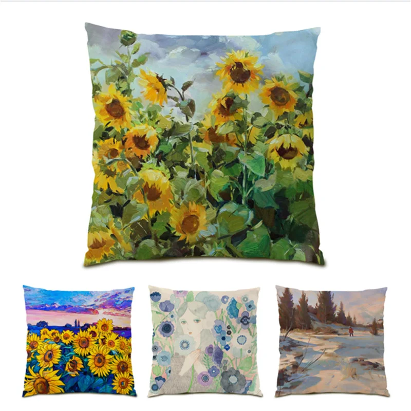 

Vintage Decoration Home Decor Colorful Ornamental Pillows Living Room Oil Painting Sofa Decorative Pillow Case Accessories E1084