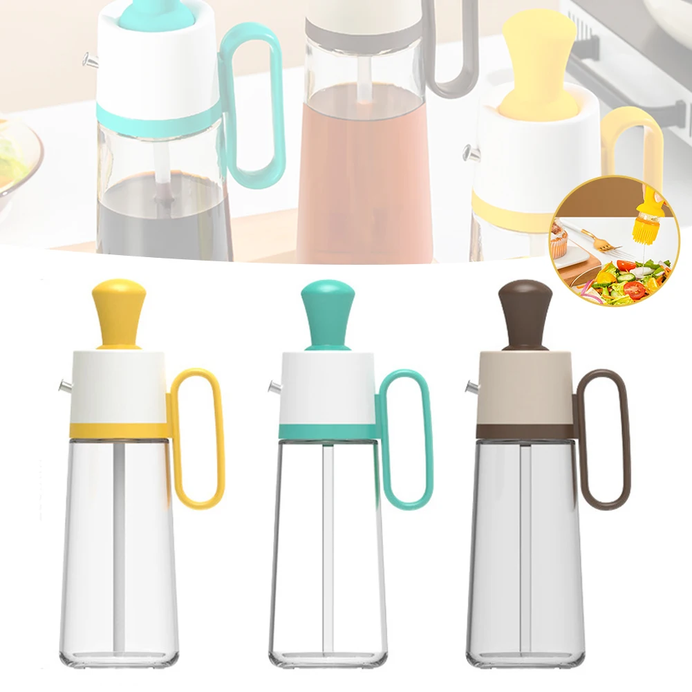 

550ml Creative Oil Dispenser With Silicone Brush 2 In 1 Cooking Seasoning Oil Bottle Sauce Bottle Glass Storage Bottles