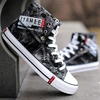 men casual shoes denim walking sneakers brand comfortable lace up high top sport unisex skateboarding lightweight shoes